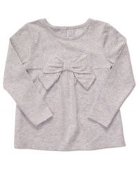 Charming oversized bow accents this lovely solid top by Carter's. Charming oversized bow accents this lovely solid top by Carter's.