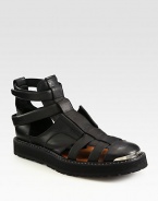 Maze of leather straps surround the foot, concluding with a rubber sole for slippery surfaces. Leather upperLeather liningPadded insoleRubber soleMade in Italy