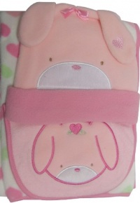 Bon Bebe Pink I Love Puppy Dog Baby Blanket, Cap & Bib Keepsake Gift Set - 3 Piece Bon Bebe Pink I Love Puppy Dog Baby Blanket, Cap & Bib Keepsake Gift Set - 3 Piece