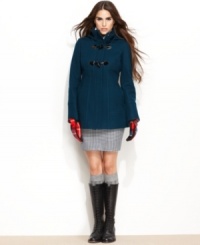 GUESS gives a nod to a classic with this chic toggle-closure car coat. Cozy ribbed knit surrounds your neck for extra warmth! GUESS gives a nod to a classic with this chic toggle-closure car coat. Cozy ribbed knit surrounds your neck for extra warmth!
