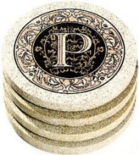 Monogram Coaster P Set, Thirstystone Sandstone Monogram Coaster P Set, Thirstystone Sandstone