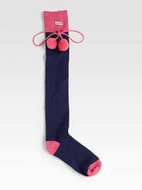 Playful pom-poms adorn this soft, ribbed classic. Ribbed cuff with pom-pom detail97% polyester/3% spandexHand washImported Playful pom-poms adorn this soft, ribbed classic. Ribbed cuff with pom-pom detail97% polyester/3% spandexHand washImported