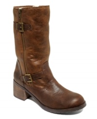 Stay warm with the faux-shearling-lined Juneau tall boots by Barefoot Tess. They feature buckle detail across the ankle and a zipper closure. Stay warm with the faux-shearling-lined Juneau tall boots by Barefoot Tess. They feature buckle detail across the ankle and a zipper closure.