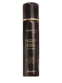 With the effect of a makeup bronzer and the ease of a gentle spray, Terracotta Spray is an entirely new way to get a temporary sunny glow. Employing the technology used in a professional airbrush makeup application, the spray goes on in an ultra-light mist. Its homogeneous spray diffusion ensures a uniform application that covers every inch of the face evenly in just seconds. Contains 130 applications and has SPF 10 protection. With the effect of a makeup bronzer and the ease of a gentle spray, Terracotta Spray is an entirely new way to get a temporary sunny glow. Employing the technology used in a professional airbrush makeup application, the spray goes on in an ultra-light mist. Its homogeneous spray diffusion ensures a uniform application that covers every inch of the face evenly in just seconds. Contains 130 applications and has SPF 10 protection.