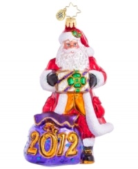 Jollier than ever, Santa Claus grins happily as he prepares for the Christmas 2012 delivery. Rich with color and detail, it's instant classic for Christopher Radko collectors. Jollier than ever, Santa Claus grins happily as he prepares for the Christmas 2012 delivery. Rich with color and detail, it's instant classic for Christopher Radko collectors.