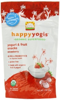 Happy Yogis Organic Yogurt Snacks for Babies and Toddlers, Strawberry, 1-Ounce Pouches (Pack of 8) Happy Yogis Organic Yogurt Snacks for Babies and Toddlers, Strawberry, 1-Ounce Pouches (Pack of 8)