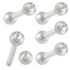 16g 16 gauge (1.2mm) 1/4 Inches (6mm) long - 316L surgical stainless steel bulk straight barbell 3mm Clear Swarovski Crystal Balls eyebrow ear tragus bar rings earrings kit lot AUDX- Pierced Jewellery Body Piercing Jewelry - Set of 5 pieces