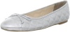 Delman Women's Falon Ballet Flat, Silver Tumble, 8.5 M US