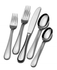 A simple teardrop shape and shiny finish make the Bravo flatware set a reliable crowd pleaser. With a gently ridged edge for added definition and style. A simple teardrop shape and shiny finish make the Bravo flatware set a reliable crowd pleaser. With a gently ridged edge for added definition and style.