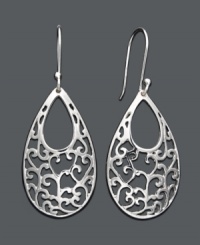Embrace the intricacies of subtle style. These ornate, filigree drops by Giani Bernini feature a cut-out teardrop shape crafted in sterling silver. Approximate drop: 1-1/2 inches.