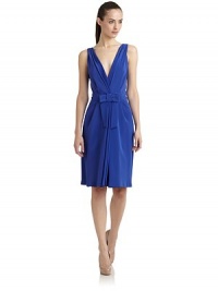THE LOOKDouble v-neckDiagonal pleated frontGathered waist with bow detailCenter slit at hemBack zipperTHE FITAbout 40 from shoulder to hemTHE MATERIAL70% acetate/30% silkCARE & ORIGINDry cleanMade in ItalyModel shown is 5'10 (177cm) wearing US size 4. THE LOOKDouble v-neckDiagonal pleated frontGathered waist with bow detailCenter slit at hemBack zipperTHE FITAbout 40 from shoulder to hemTHE MATERIAL70% acetate/30% silkCARE & ORIGINDry cleanMade in ItalyModel shown is 5'10 (177cm) wearing US size 4.