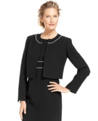 Kasper's cropped jacket is a versatile addition to your closet--it makes a sheath look especially put together and wears wonderfully with tailored trousers! Kasper's cropped jacket is a versatile addition to your closet--it makes a sheath look especially put together and wears wonderfully with tailored trousers!