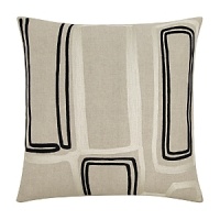 This linen pillow has guided embroidery in earth tones that adds some playful style to your home. This linen pillow has guided embroidery in earth tones that adds some playful style to your home.