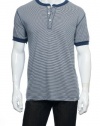 Club Room Tsunami (navy and white) Horizontal Stripes SS Henley Shirts