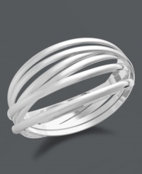 Take stackable style to the next level! Touch of Silver's polished design features six stacked, interlocking bangles for the ultimate layered effect. Crafted in silver-plated steel. Approximate diameter: 2-3/4 inches. Approximate width: 9/10 inch.