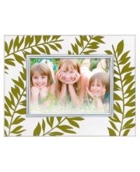 Silhouetted ferns unfurl in green across this softly frosted crystal picture frame, bringing a fresh hint of the outdoors in. Its clean rectangular shape is etched for earthy allure no matter what's pictured. Silhouetted ferns unfurl in green across this softly frosted crystal picture frame, bringing a fresh hint of the outdoors in. Its clean rectangular shape is etched for earthy allure no matter what's pictured.
