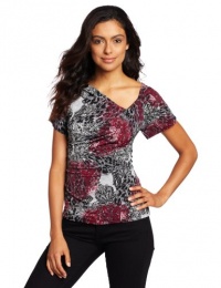 AGB Women's Short Sleeve Cameo Top With Banded Bottom AGB Women's Short Sleeve Cameo Top With Banded Bottom