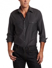 Perry Ellis Men's Long Sleeve Double Flip Pocket Shirt, Charcoal, Large Perry Ellis Men's Long Sleeve Double Flip Pocket Shirt, Charcoal, Large
