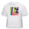 Yellow, Red, Pink, Green, Aqua Stripes and Floating Discs in a Three D Type Shadow Box - White Infant Lap-Shoulder Tee (18M)