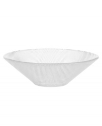 Give your culinary creations the attention they deserve when you feature them in this dessert bowl inspired by the spotlights of Broadway. The underside of this piece features thousands of shimmering raised dots that shine through to the other side. Designed by Goran Warf and hand-made by the artisans of Kosta Boda. Not shown. Give your culinary creations the attention they deserve when you feature them in this dessert bowl inspired by the spotlights of Broadway. The underside of this piece features thousands of shimmering raised dots that shine through to the other side. Designed by Goran Warf and hand-made by the artisans of Kosta Boda. Not shown.