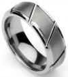 Men's Tungsten Ring/ Wedding Band, Slatted Design, Sizes 7 - 12 by Men's Collections (rg3)