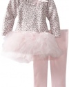 Blueberi Boulevard Baby-girls Infant Leopard Print Knit Set With Mesh Tutu Skirt, Pink, 24 Months