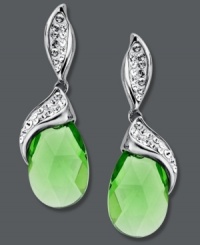 Others will be envious of your vibrant green earrings. Kaleidoscope's subtly swirling style combines green and clear crystals with Swarovski Elements. Post setting crafted in sterling silver. Approximate drop: 1-1/3 inches. Others will be envious of your vibrant green earrings. Kaleidoscope's subtly swirling style combines green and clear crystals with Swarovski Elements. Post setting crafted in sterling silver. Approximate drop: 1-1/3 inches.