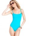 Flaunt your legs in sleek style with this timeless one-piece swimsuit from Bleu by Rod Beattie!