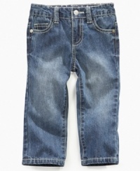 Build up her basics with these sweet micro-flared jeans from Guess. Build up her basics with these sweet micro-flared jeans from Guess.