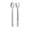 Sparkling starbright silver and lustrous dawn's gold highlight the striking textural patterns of these handcrafted salad servers from Mariposa.