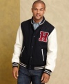 School is in session. Study up on fashion with this varsity-inspired letterman jacket from Tommy Hilfiger.