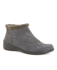 Easy Spirit's Icy Feet booties are a cool, casual look to add to your shoe collection. Crafted in leather or suede with faux fur trim and a side zipper closure, they include a round-toe shape and flexible sole for total comfort. Easy Spirit's Icy Feet booties are a cool, casual look to add to your shoe collection. Crafted in leather or suede with faux fur trim and a side zipper closure, they include a round-toe shape and flexible sole for total comfort.