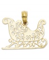 It's time for a sleigh ride in the snow. Cherish the season with this beautiful, cut-out sleigh charm. Crafted in 14k gold. Chain not included. Approximate length: 3/5 inch. Approximate width: 4/5 inch.