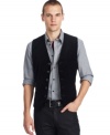 Get classy in this handsome velvet vest by Kenneth Cole Reaction.