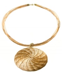 Through the use of indigenous fiber materials like buri and organic golden grass, found only in Brasil, Art da Terra creates handcrafted costume and fashion jewelry and handbags. The technique of intertwining golden grass, natural fibers and textiles into intricate designs by hand adds distinctive character to Art da Terra's creations. Own a piece of Brasil with this circle pendant necklace made from golden straw found in the Amazon. Discover Brasil. The bold colors. The exotic scents. The sensual textures. The natural sensations. Only at Macy's. Through the use of indigenous fiber materials like buri and organic golden grass, found only in Brasil, Art da Terra creates handcrafted costume and fashion jewelry and handbags. The technique of intertwining golden grass, natural fibers and textiles into intricate designs by hand adds distinctive character to Art da Terra's creations. Own a piece of Brasil with this circle pendant necklace made from golden straw found in the Amazon. Discover Brasil. The bold colors. The exotic scents. The sensual textures. The natural sensations. Only at Macy's.