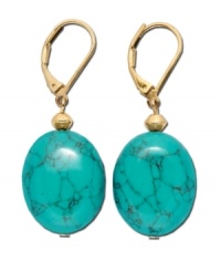 Dabble in the exotic with these fresh drops earrings by Lauren Ralph Lauren. Semi-precious reconstituted turquoise stones set in gold tone mixed metal. Approximate drop: 3/4 inch. Dabble in the exotic with these fresh drops earrings by Lauren Ralph Lauren. Semi-precious reconstituted turquoise stones set in gold tone mixed metal. Approximate drop: 3/4 inch.