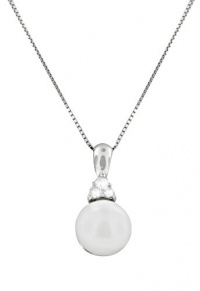 Effy Jewlery 14K White Gold Pearl and Diamond Pendant, .07 TCW Effy Jewlery 14K White Gold Pearl and Diamond Pendant, .07 TCW
