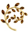 Autumnal bliss. Swirls of marquise-cut topaz glass adorn this beautiful Anne Klein branch pin. Crafted in gold-tone mixed metal. Approximate size: 2-1/4 inches.