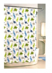 Kassatex SCB-115-DP-W Bambini Shower Curtain, Dino Park