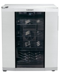 Whether it's red, white, or bubbly, you'll taste the difference when you pour a bottle from Cuisinart's elegant wine cellar. It delivers whisper-quiet, thermoelectric cooling to keep your collection at just the right temperature. Three-year limited warranty. Model CWC-1600. Whether it's red, white, or bubbly, you'll taste the difference when you pour a bottle from Cuisinart's elegant wine cellar. It delivers whisper-quiet, thermoelectric cooling to keep your collection at just the right temperature. Three-year limited warranty. Model CWC-1600.