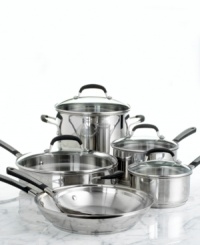 From informed chefs to casual cooks, the Simply Calphalon Stainless collection has something for everyone. Each polished piece is both great-looking and hard-working, crafted with a bottom core of heavy-gauge, high conductive aluminum that helps food cook evenly every time. 10-year warranty. From informed chefs to casual cooks, the Simply Calphalon Stainless collection has something for everyone. Each polished piece is both great-looking and hard-working, crafted with a bottom core of heavy-gauge, high conductive aluminum that helps food cook evenly every time. 10-year warranty.