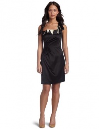 maxandcleo Women's Two Tone Pleated Neck Dress,Black,4 maxandcleo Women's Two Tone Pleated Neck Dress,Black,4