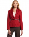 AK Anne Klein Women's Petite Belted Blazer, Dark Coral Clay, 14