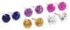 Sterling Silver Created Pink, White, Yellow, Purple and Blue Sapphire 6mm Stud Earrings (7.8 cttw), Set of 5