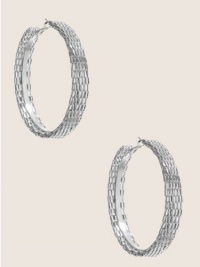 GUESS Silver-Tone Mesh Hoop Earrings, SILVER GUESS Silver-Tone Mesh Hoop Earrings, SILVER