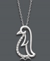 A chic, cold-weather friend! This pretty penguin pendant shines with the addition of sparkling, round-cut diamonds (1/10 ct.t.w.) set in sterling silver. Approximate length: 18 inches. Approximate drop: 7/8 inch.
