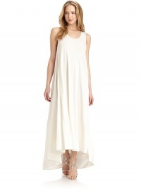 THE LOOKSleevelessA-line silhouetteAsymmetric hemTHE FITAbout 55 from shoulder to longest point of hemTHE MATERIALViscoseCARE & ORIGINDry cleanImportedModel shown is 5'10 (177cm) wearing US size 4. THE LOOKSleevelessA-line silhouetteAsymmetric hemTHE FITAbout 55 from shoulder to longest point of hemTHE MATERIALViscoseCARE & ORIGINDry cleanImportedModel shown is 5'10 (177cm) wearing US size 4.