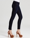 An ultra-dark wash and cropped silhouette lend a retro sensibility to these DL1961 skinny jeans.