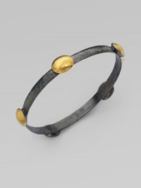 Beautifully textured stations in radiant 24k gold on a dark sterling silver bangle. Dark sterling silver24k goldDiameter, about 2½Slip-on styleImported Beautifully textured stations in radiant 24k gold on a dark sterling silver bangle. Dark sterling silver24k goldDiameter, about 2½Slip-on styleImported