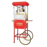 Great Northern Popcorn Red Roosevelt 8 Ounce Antique Popcorn Machine and Cart